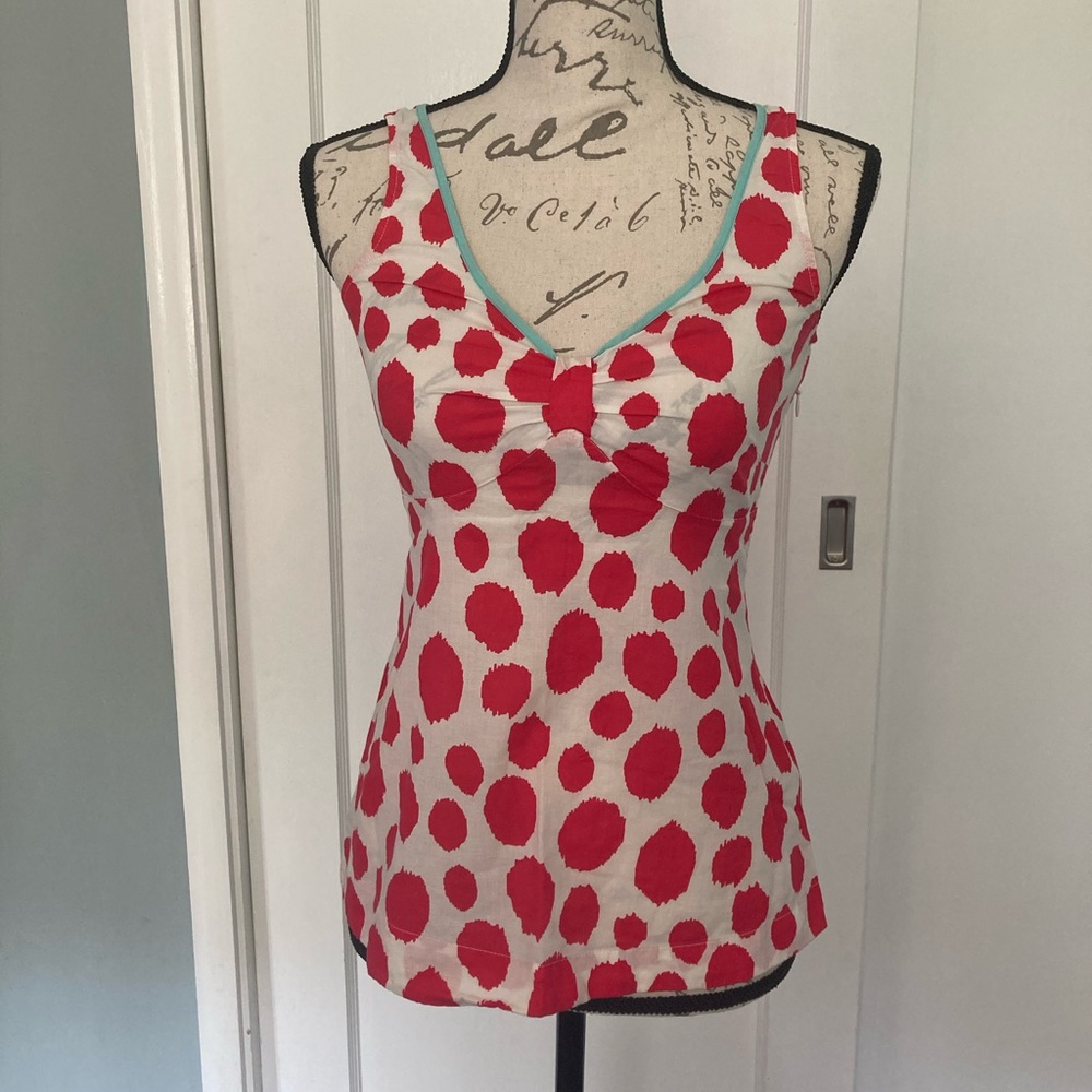 White and red sleeveless top, Boden size 2